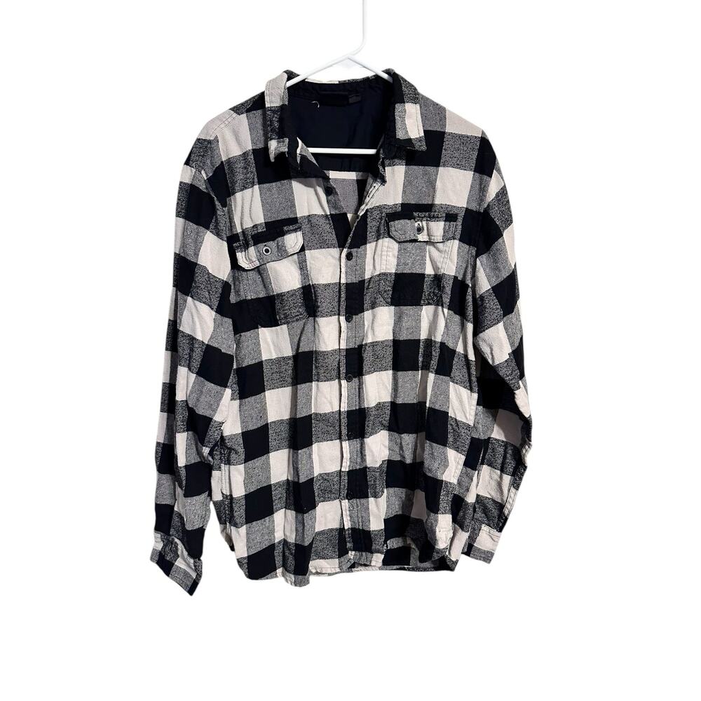 Burnside Black And White Flannel Button Down Men'… - image 1